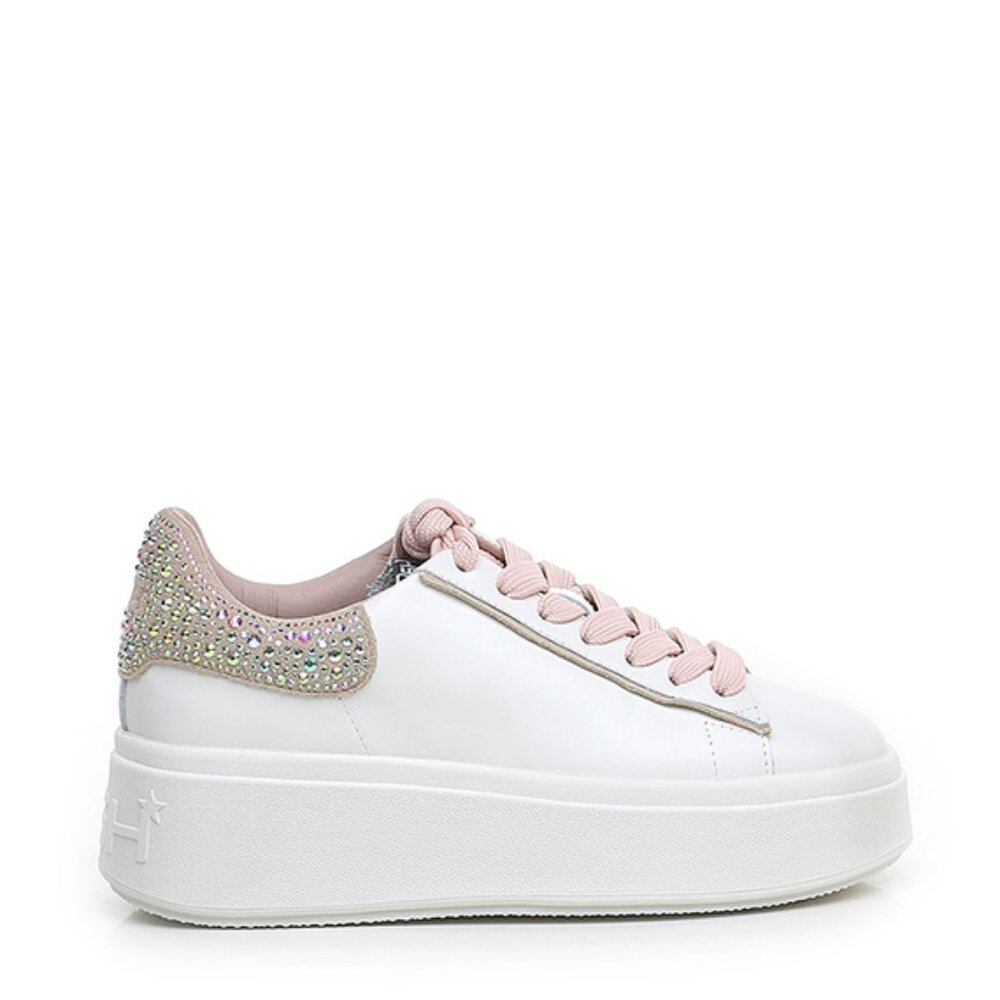 NEW ASH Leather Move Strass Platform Sneakers White/pink for women 7257mj4 - Picture 5 of 10